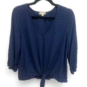 Nine Britton front tie blouse semi sheer with raised polka dots size large